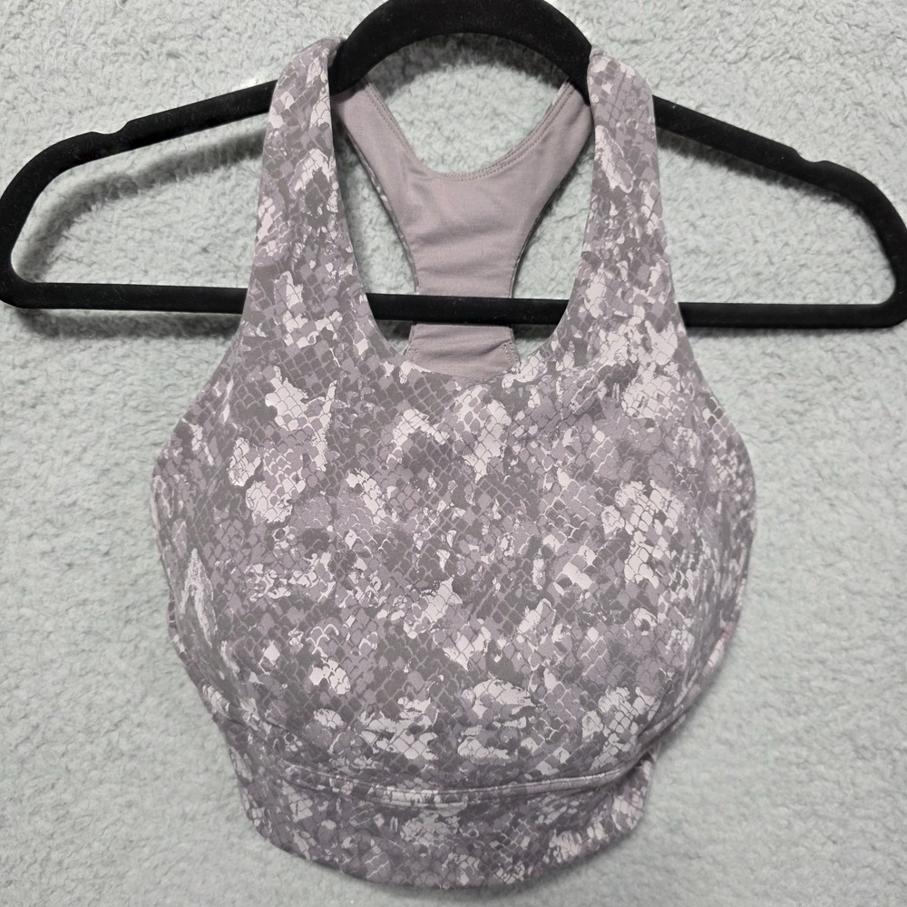 Women's Lululemon Gray Snake Skin Print Size 6‎ Sports Bra Padded Razorback